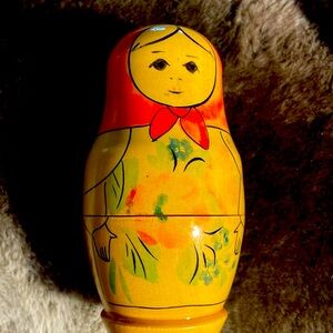russian nesting dolls set of 6 floral red and tan made in ussr
